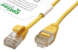 U/FTP patchkabel kat. 6a, tenký, LSOH, 5m, žlutý