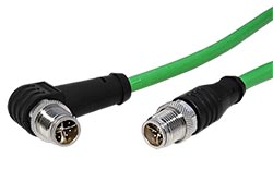 Kabel M12 8pin (M) kód X - M12 8pin (M) kód X lomený, 45°, 1m