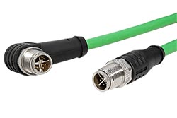 Kabel M12 8pin (M) kód X - M12 8pin (M) kód X lomený, 135°, 1m