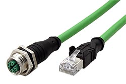 Kabel M12 8pin (F) kód X - RJ45(M), 1m