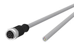 Kabel M12 8pin (F) kód A - volný konec, šedý, 1m
