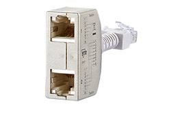 Y adaptér kat. 5e, 1x RJ45M - 2x RJ45F (2x telefon), STP, 2ks
