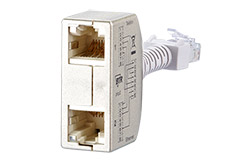 Y adaptér kat. 5e, 1x RJ45M - 2x RJ45F (telefon + síť), STP, 2ks