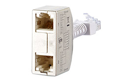Y adaptér kat. 5e, 1x RJ45M - 2x RJ45F (2x síť), STP, 2ks