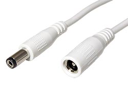 Prodlužovací napájecí kabel se souosým konektorem 5,5 x 2,1mm, bílý, 2m