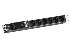 19" napájecí panel BN ESSENTIAL 1U, 6x zásuvka CZ, měření, kabel 2m CEE7/7 (BM0024205)