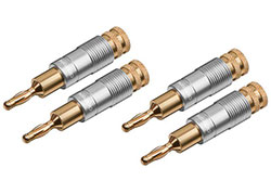 Konektory "banánek" 4mm pro reproduktory, set 2x 2ks, zlacené