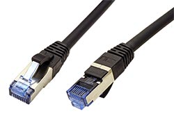 S/FTP patchkabel kat. 6a, LSOH, 0,5m, černý