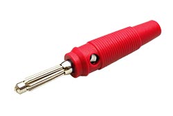 Konektor "banánek" 4mm, izolace PVC, červený