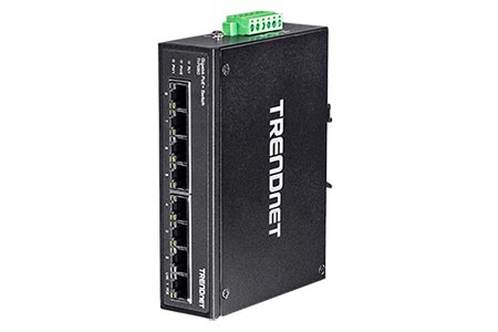 Průmyslový ethernet přepínač 1Gb, 8 portů, 8x PoE+, na DIN lištu (TI-PG80)