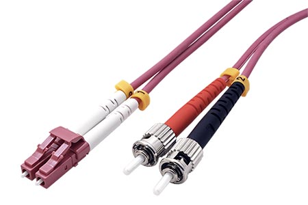 Optický patchkabel LC-ST 50/125 (multimode), 3mm, duplex, OM4, LSOH, 1m