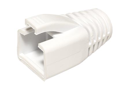 Krytka konektoru. RJ45 na kulatý kabel 8mm, s ochranou západky, 10ks, bílý