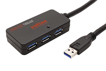USB 5Gbps Hub, 4 x USB3.0 A(F), se zdrojem, s kabelem 10m