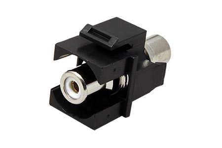 Keystone spojka cinch(F) - cinch(F), černá, bílé konektory