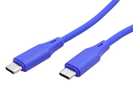 USB 2.0 kabel USB C(M) - USB C(M), silikon, 60W, 1m, modrý