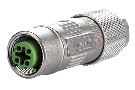 Průmyslový konektor M12 4pin (F), kód D, kat. 5e, IP67, 4-6mm