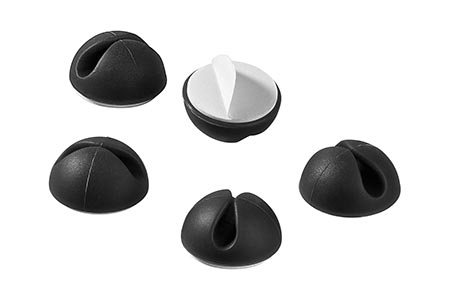 Držák kabelů na desku stolu, samolepící 5ks, černý