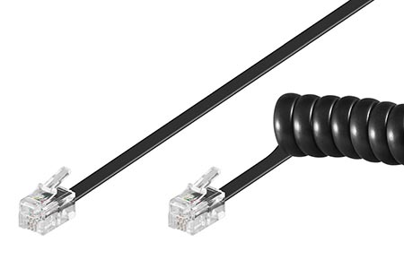 Kabel telefonní RJ9, 4/4, černý, 7m, kroucený | SECOMP a.s.