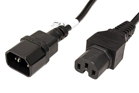 Kabel síťový prodlužovací, IEC320 C14 - C15, 2m, černý | SECOMP