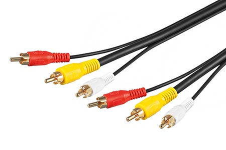 Kabel 3x Cinch (M) - 3x Cinch (M), 2x audio/1x video, 10m