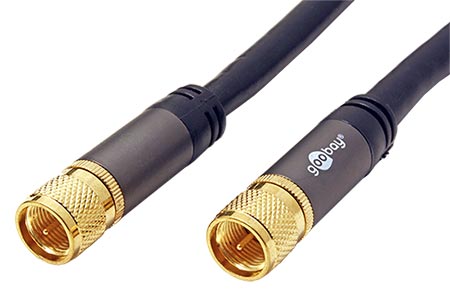 Kabel anténní SAT, 135dB, 4x stíněný, zlacený, F (M) - F (M), 10m, černý