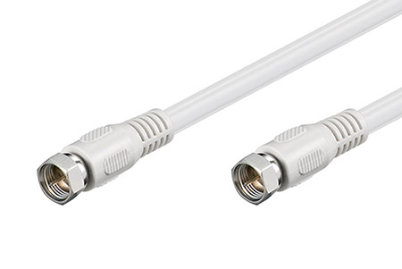 Kabel anténní SAT, 80dB, 2x stíněný F(M) - F(M), 0,5m, bílý