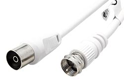 Kabel anténní TV, 70dB, 2x stíněný, F(M) - IEC169-2 F, 5m, bílý