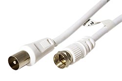 Kabel anténní TV, 70dB, 2x stíněný, F(M) - IEC169-2 M, 1,5m, bílý