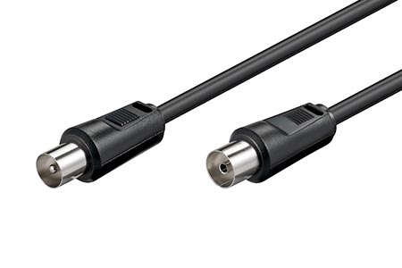Kabel anténní TV, 70dB, 2x stíněný, IEC169-2, M-F, 0,5m, černý