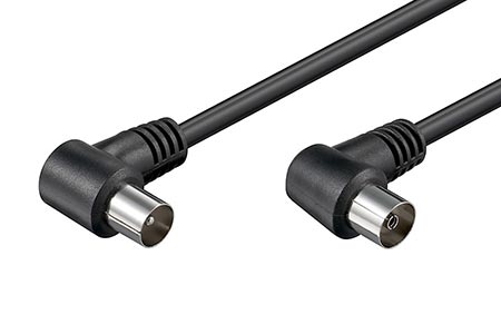 Kabel anténní TV, 70dB, 2x stíněný, IEC169-2, M-F (lomené), 1,5m, černý