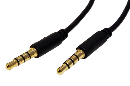Kabel audio/video 4pol.jack3,5M - 4pol.jack3,5M, černý, 1m