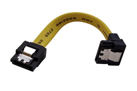 Kabel datový SATA 6 Gb/s, lomený dolů, západky, 0,1m