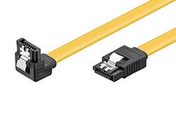 Kabel datový SATA 6 Gb/s, lomený dolů, západky, 0,3m