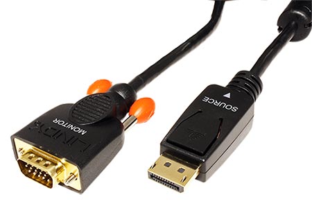 Kabel DisplayPort - VGA, DP(M) -> MD15HD, 0,5m, černý