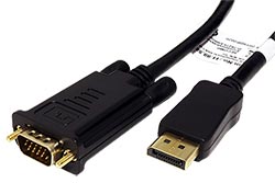 Kabel DisplayPort - VGA, DP(M) -> MD15HD, 1,5m, černý