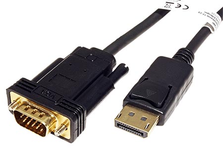 Kabel DisplayPort - VGA, DP(M) -> MD15HD, 1m, černý