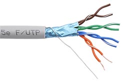 Kabel FTP kat. 5e, AWG24, drát, šedý, LSOH, 1000m (UC300 S24)