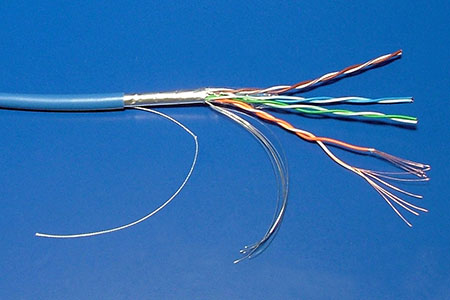 Kabel FTP kulatý, kat. 5e, Eca, 100m, lanko, modrý