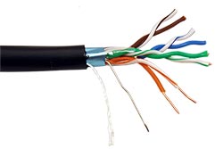 Kabel FTP venkovní, kat. 5e, 100m, drát, AWG24