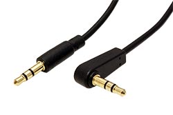 Kabel jack 3,5M - jack 3,5M, lomený konektor 90°, 1m, černý