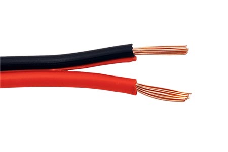 Kabel k reproduktorům, 2x 0,5mm2, OFC měď, černo červený, 25m