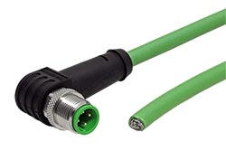 Kabel M12 4pin (M) kód D lomený - bez koncovky, 1m