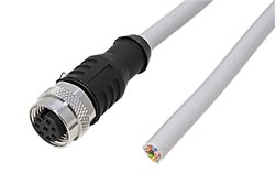 Kabel M12 8pin (F) kód A - volný konec, šedý, 5m