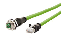 Kabel M12 8pin (F) kód X - RJ45(M), 1m