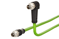 Kabel M12 8pin (M) kód X - M12 8pin (M) kód X lomený, 135°, 1m