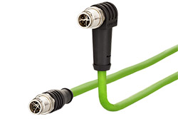Kabel M12 8pin (M) kód X - M12 8pin (M) kód X lomený, 45°, 1m