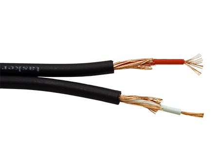 Kabel plochý 2x koax pro audio 2x 0,12mm, OFC, 1m, černý