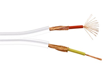 Kabel plochý 2x koax pro audio 2x 0,14mm, OFC, 100m, bílý