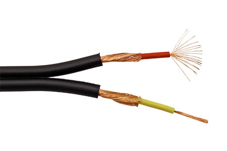 Kabel plochý 2x koax pro audio 2x 0,14mm, OFC, černý, 1m