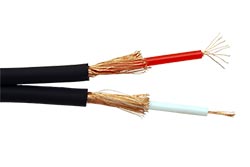Kabel plochý 2x koax pro audio 2x 0,25mm, OFC, 100m, černý